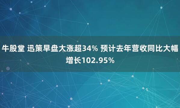 牛股堂 迅策早盘大涨超34% 预计去年营收同比大幅增长102.95%