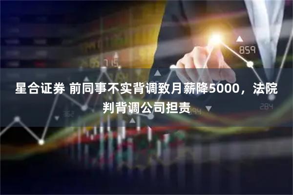 星合证券 前同事不实背调致月薪降5000，法院判背调公司担责