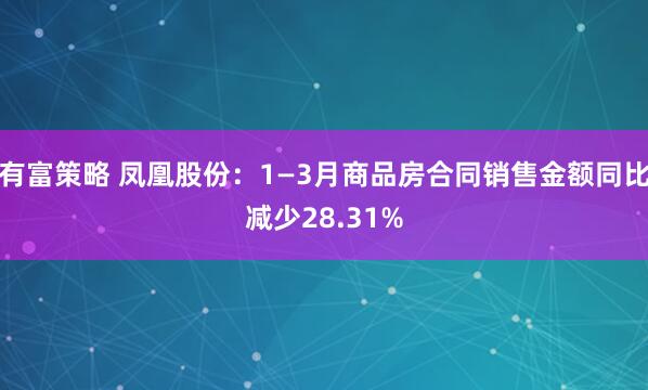 有富策略 凤凰股份：1—3月商品房合同销售金额同比减少28.31%