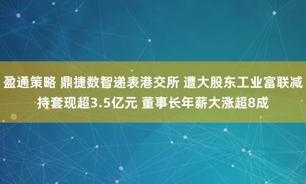 盈通策略 鼎捷数智递表港交所 遭大股东工业富联减持套现超3.5亿元 董事长年薪大涨超8成