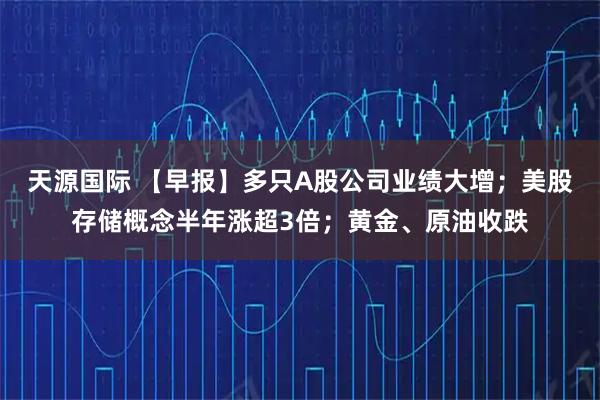 天源国际 【早报】多只A股公司业绩大增；美股存储概念半年涨超3倍；黄金、原油收跌
