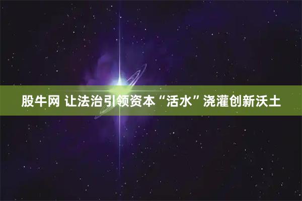 股牛网 让法治引领资本“活水”浇灌创新沃土