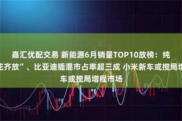 嘉汇优配交易 新能源6月销量TOP10放榜：纯电“百花齐放”、比亚迪插混市占率超三成 小米新车或搅局增程市场